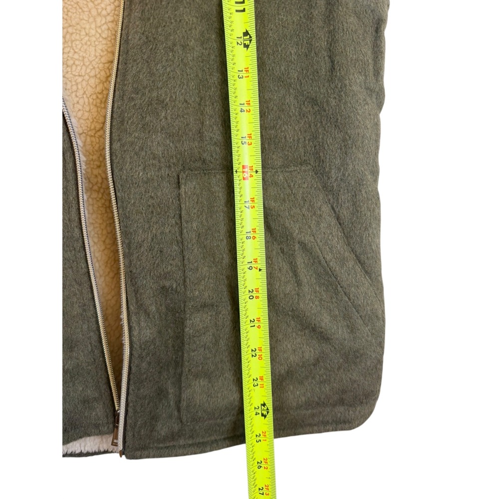 Sanctuary Womens Olive Green Faux Shearling Lined Zip Up Vest Small - Picture 7 of 10